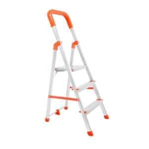 Mizu 3 Step Aluminium Silver Foldable Ladder with Platform & 5 Years Warranty