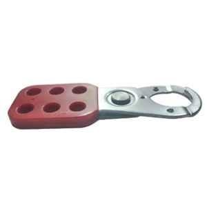 Lukko Safety 6 Holes Mild Steel Vinyl Coated Red Small LOTO Safety Lockout Hasp, Jaw Size: 25 mm, LS-H24