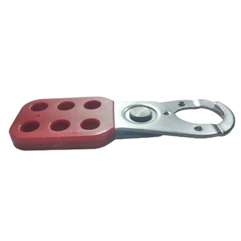 Lukko Safety 6 Holes Mild Steel Vinyl Coated Red Small LOTO Safety Lockout Hasp, Jaw Size: 25 mm, LS-H24