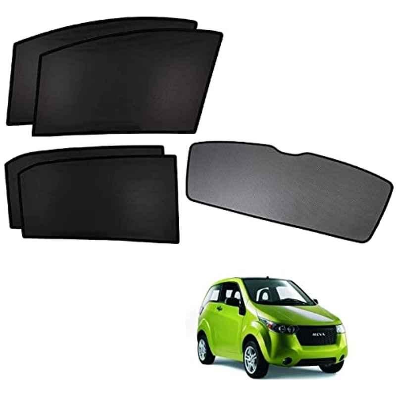 Kozdiko 5 Pcs Polyester Black Non Magnetic Window & Rear Sun Shades Set for Mahindra Reva