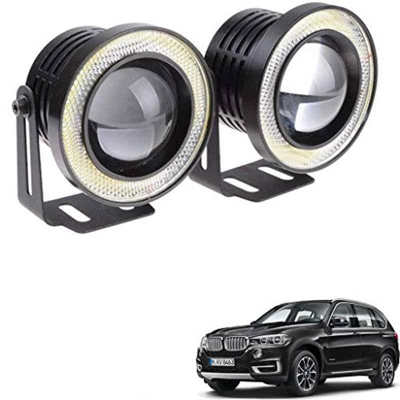 Kozdiko 2 Pcs 15W 3.5 inch High Power White LED Projector COB Fog Light Set with White Angel Eye Ring for BMW X5, koz_72550