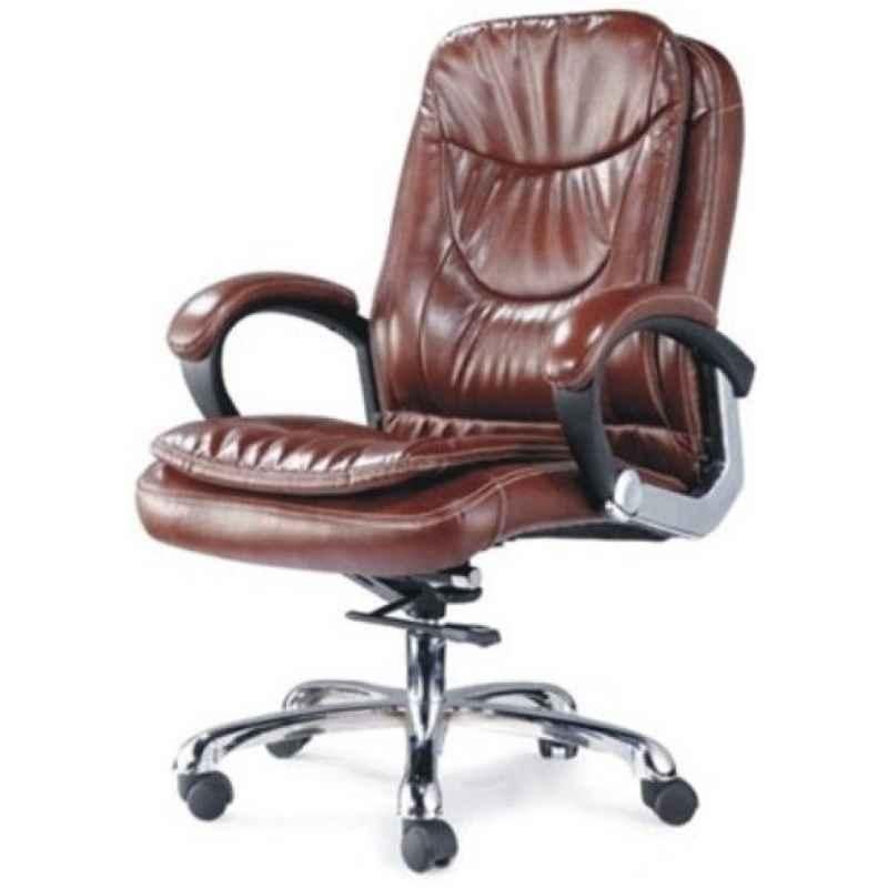 Chair Garage PU Leatherette Brown Adjustable Height Office Chair with Back Support, CG102 (Pack of 2)