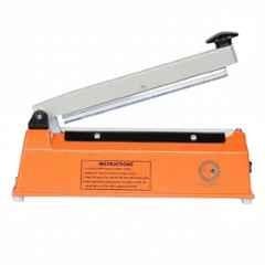 Universal Seal 16 inch Metal Orange Impulse Delta Hand Sealer Machine for Silver, LD, PP, HM & Laminated Pouches