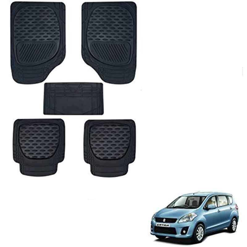 Kozdiko 6255 5 Pcs Rubber & PVC Black Heavy Car Foot Mat Set for Maruti Suzuki Old Ertiga (2012-2018)