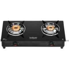 Hindware BRIO Plus 2B Glass Top Cooktop with 2 Brass Burner & Manual Ignition, CT 100131