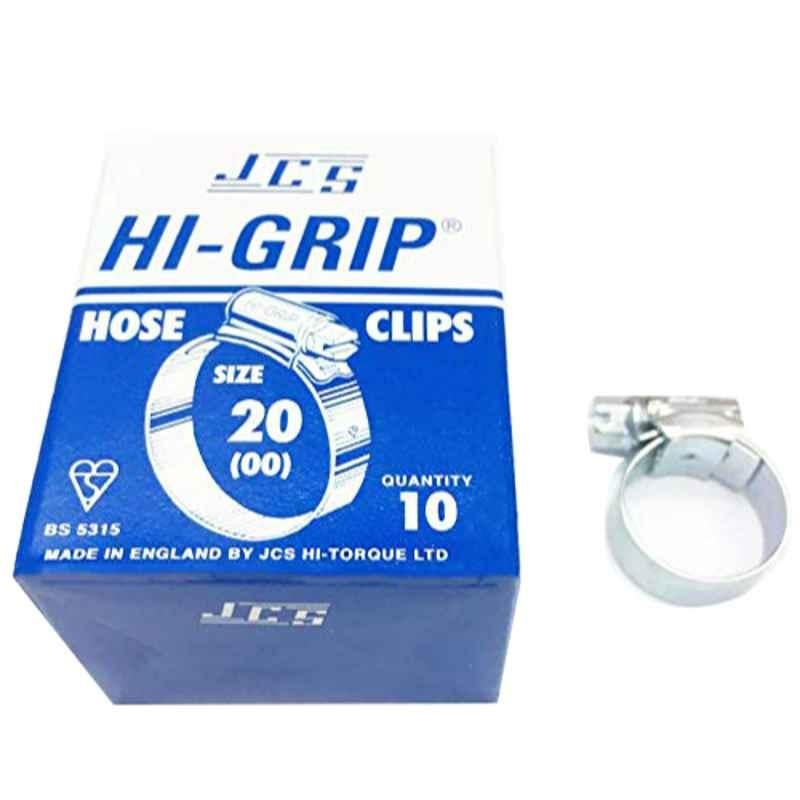 JCS HI-Grip 20mm Zinc Plated Hose Clips (Pack of 10)