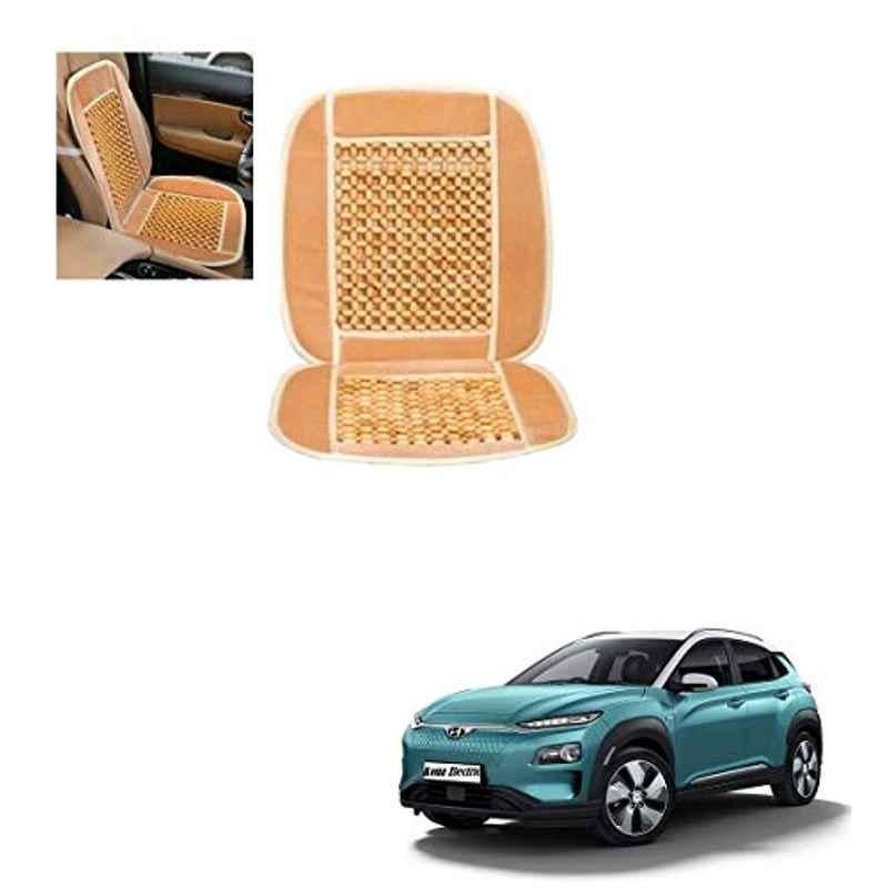 Kozdiko Wooden Bead Seat with Beige Velvet Border for Hyundai Kona Electric