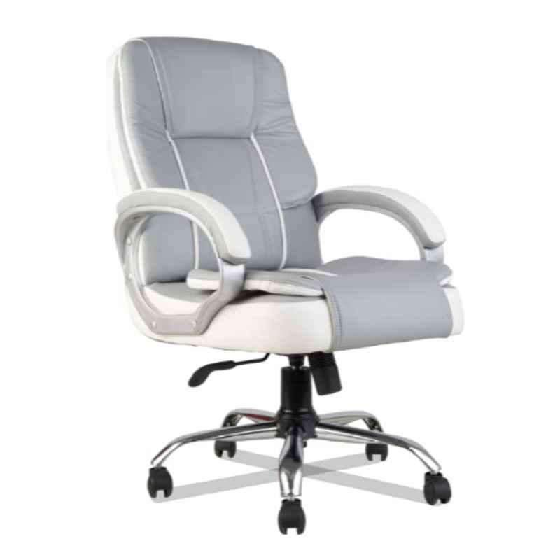 Innowin Venture Premium Light Grey Leatherette Medium Back Ergonomic Chair