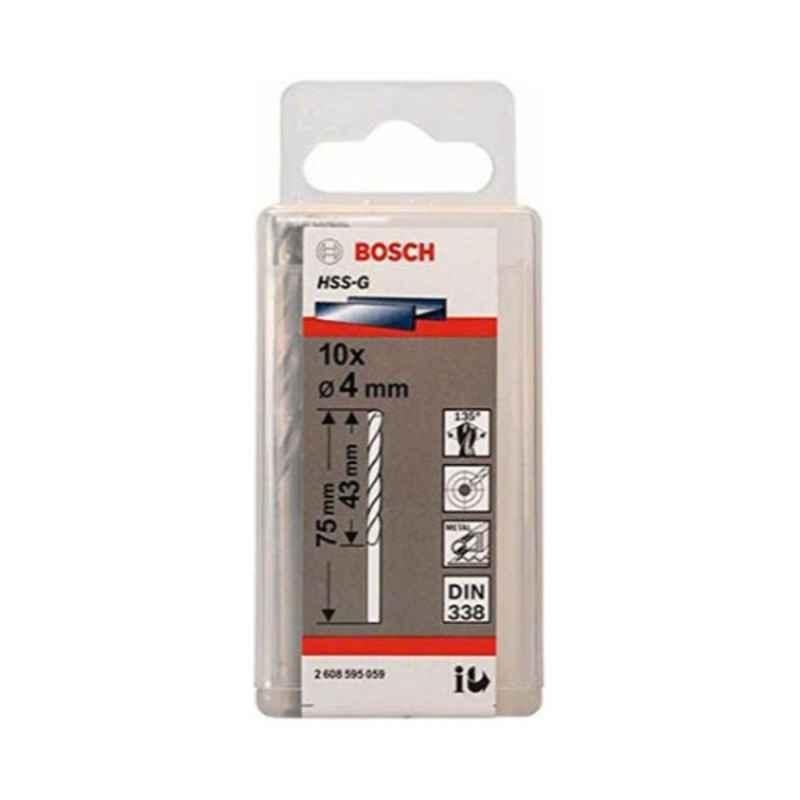 Bosch 10Pcs 4mm HSS Silver Drill Bit Set, 2608595059