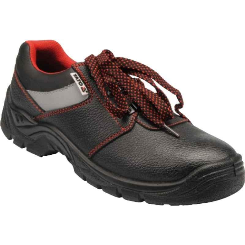 Yato Piura Leather Low Cut Steel Toe Black Safety Shoes, YT-80558, Size: 45