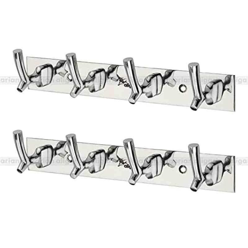 Buy Aligarian 4 Leg Stainless Steel Silver Polished Finish Wall Mounted Tree  Cloth Hook Hanger (Pack of 2) Online At Price ₹417
