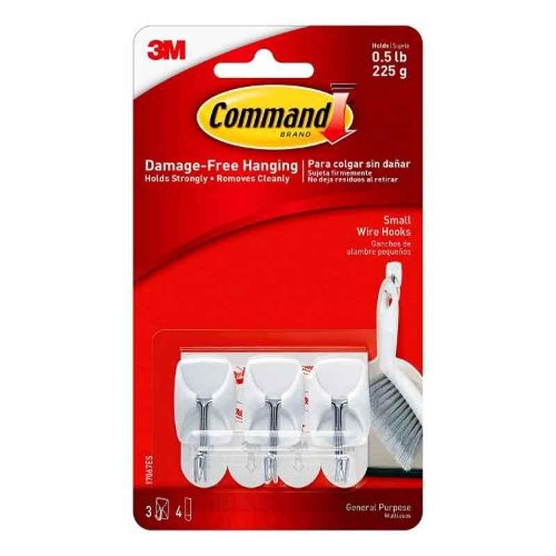 3M Command Small Plastic White Wire Hooks