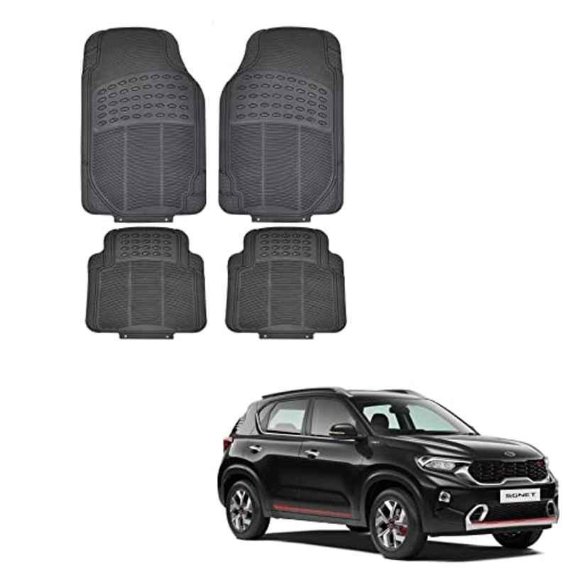 Kozdiko 4 Pcs Rubber Black Car Simple Floor Mat Set for Kia Sonet