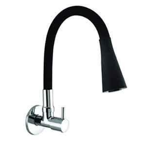 10X BL-9876 Brass Black Flexible Neck Dual Sink Tap for Kitchen
