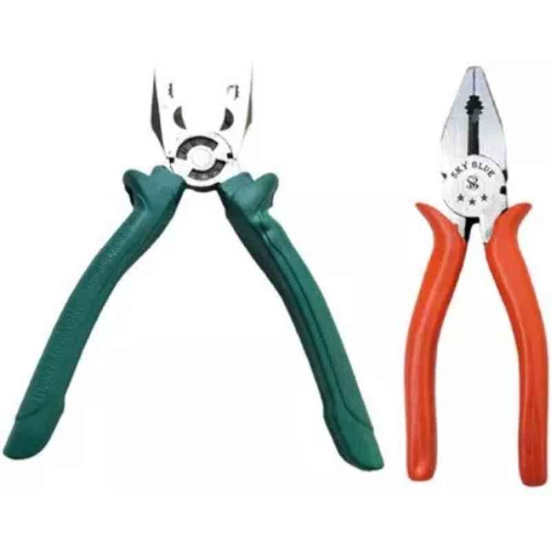 Sky Blue 2 Pcs 7.8 inch Lineman Plier Combo, SBE_PLIER_COMBO_MOD_01259