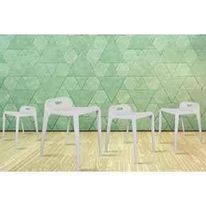 Rose Mars 4 Pcs Plastic Grey Chair Set without Arm for Cafe, Dining, Restaurant & Banquet