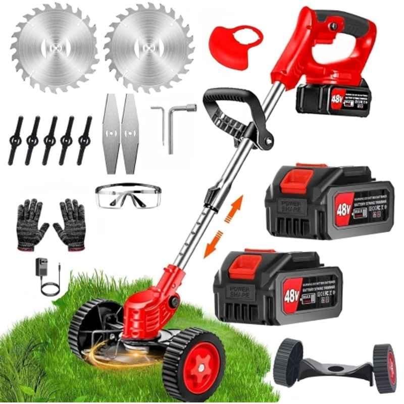 Imported 48V 3Ah 25cm 2 in 1 Cordless Grass Trimmer with Adjustable Height, Lightweight & Portable for Lawns & Gardens