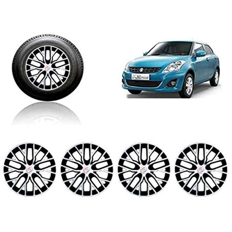 Auto Pearl 4 Pcs 14 inch ABS Silver &a; Black Press Type Fitting Car Wheel Cover Set for Maruti Swift Dzire T2-picture-36