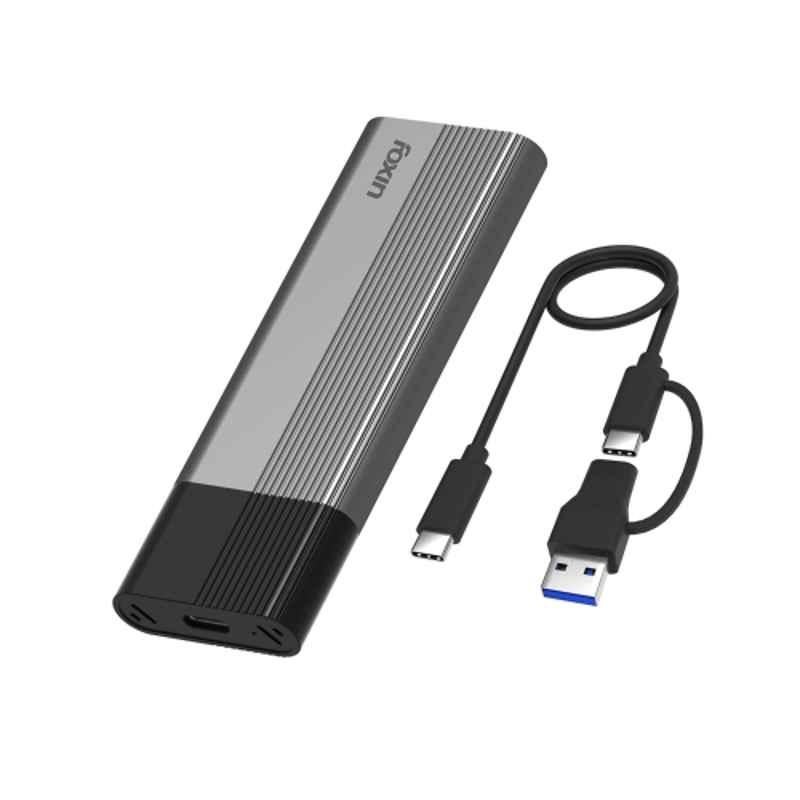 Foxin N1 Express Aluminium M2/M.2 NVMe & SATA SSD Enclosure Case with 4TB Storage, USB 3.2, PCIe NVMe & SATA Reader & Fast Transfer Speed Up to 10Gbps