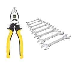 Hillgrove HGCM243 Chrome Vanadium Steel 8 inch Lineman Plier with 8Pcs Double Open Ended Wrench Set