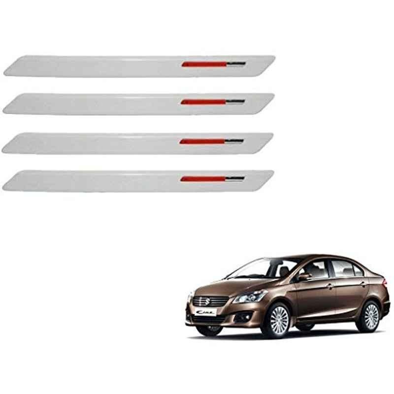Kozdiko 4 Pcs White & Red Designer Car Bumper Protector Set for Maruti Suzuki Ciaz