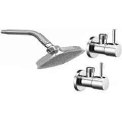 Senkiddpro Turbo 2 Pcs Stainless Steel Chrome Finish Wall Mounted Angle Cock & 4 inch Square Overhead Shower Combo