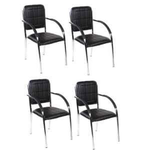 Mezonite Black Leatherette Office Visitor Chair (Pack of 4)