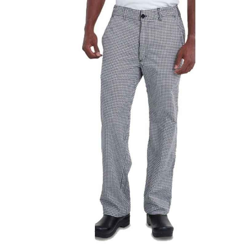 Superb Uniforms Polyester & Cotton White Houndstooth Chef Pant for Men, SUW/BWHoTh/CP014, Size: 36 inch