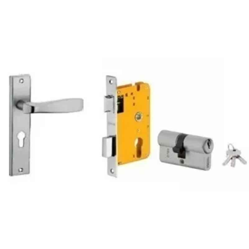 Dorset HL Series Stella 70mm Stainless Steel Silver Chrome Finish Door Handle Lock Set with Both Side Key Cylinder (Pack of 2)