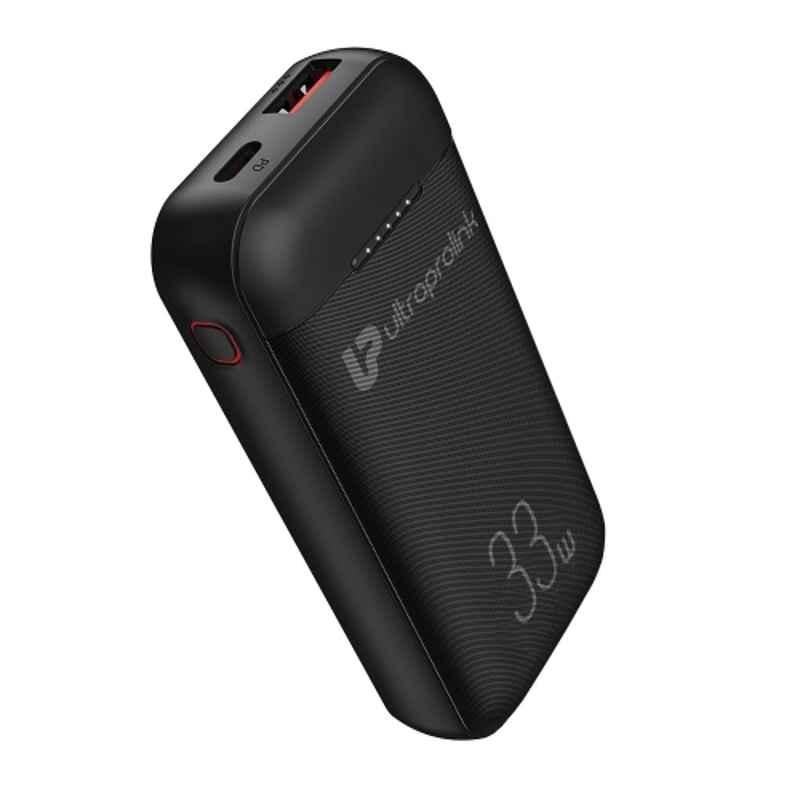 Ultraprolink Juice-UP 33 10000mAh 33W Black Pocket Compact Power Bank with QC-PD-PPS, UM1122BLK