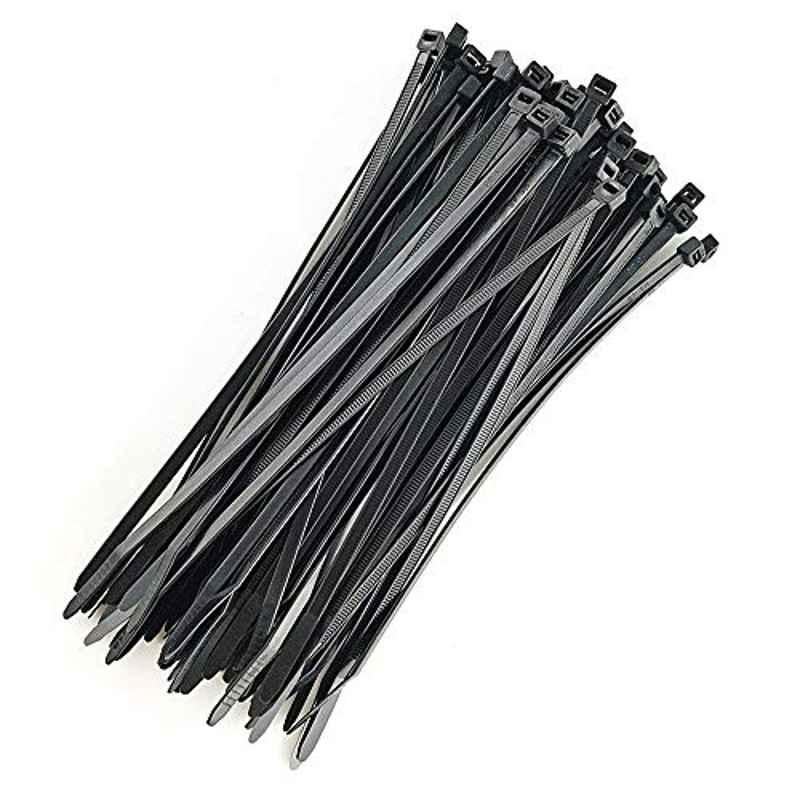 20cm Nylon Black Self Locking Zip Cable Ties (Pack of 50)