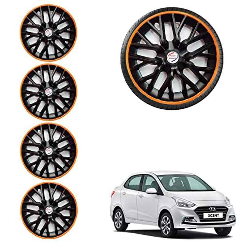 Auto Pearl 4 Pcs 14 inch ABS Black & Orange Car Wheel Cover Set for Hyundai Xcent 2018 Phoenix