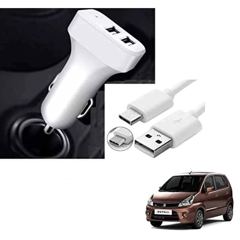 Kozdiko 5.1A 2 USB Fast Car Charger with C-Type Cable for Maruti Suzuki Zen Estilo