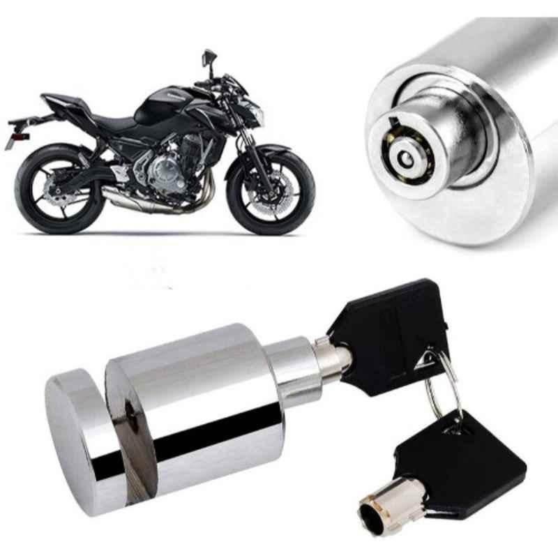Auto Pearl Stainless Steel Silver Heavy Duty Anti Theft Motorcycle Disc Brake Lock, Lock-300