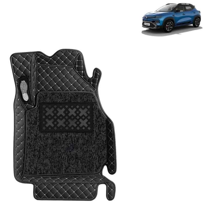 Kingsway 3 Pcs Premium 7D 100% Waterproof & Washable PU Leatherette Classic Black Car Floor Mat Set for Renault Kiger 2025 Onwards All Model