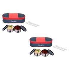 Carrolite 400ml Blue & Black Stainless Steel Lunchbox Buy 1 Get 1 Free, Comboblack_011 (Pack of 3)