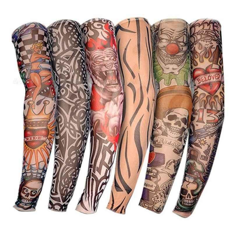 Cool Men Women Tattoo Sleeve Reusable Nylon Fake Tato Sleeve Tattoo Totem  Skull Ribs Horror Halloween Party Retro Scar Occlusion - Temporary Tattoos  - AliExpress