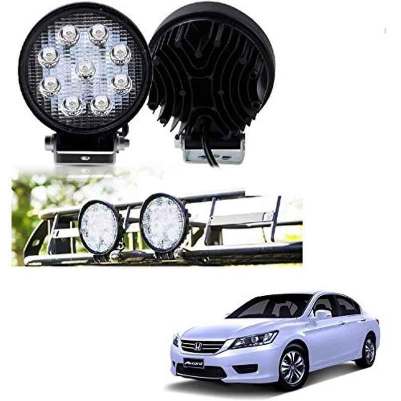 Kozdiko 2 Pcs 27W 4 inch 9 LED Waterproof Round White Fog Light Set with Mounting Brackets for Honda Accord, kozd_19888