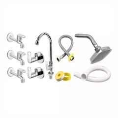 Fastgear Stainless Steel Silver Chrome Finish Bathroom Faucet Set, FG3262
