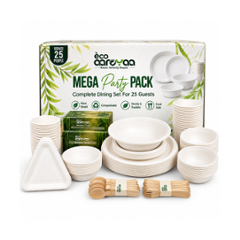 Eco Aaroyaa Mega Party Pack Disposable Tableware Set for 25 People Serving