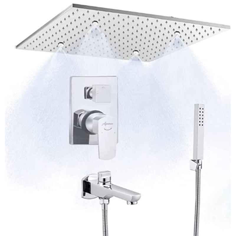 Aquieen Zura 3 Outlet Diverter with 16x16 Ceiling Rain Shower & Hand Shower Set