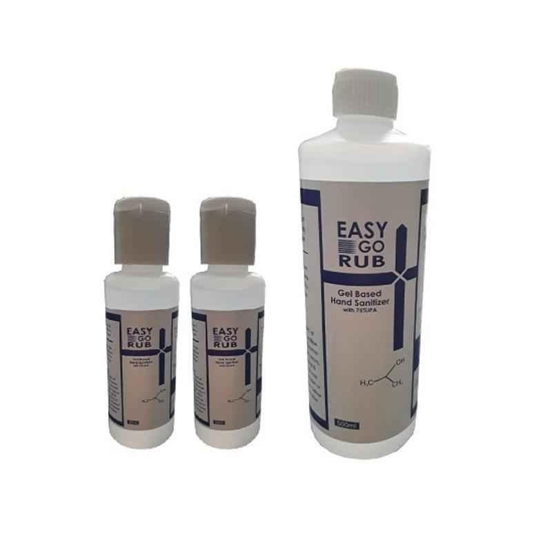 Easy Go Rub 75% Isopropyl Alcohol 2x50ml & 500ml Gel Based Hand Sanitizer Combo