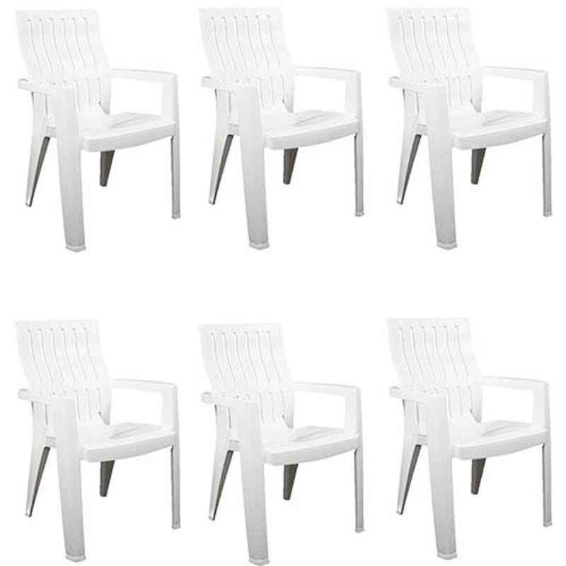 Italica Polypropylene White Spine Care Chair, 2277-6 (Pack of 6)