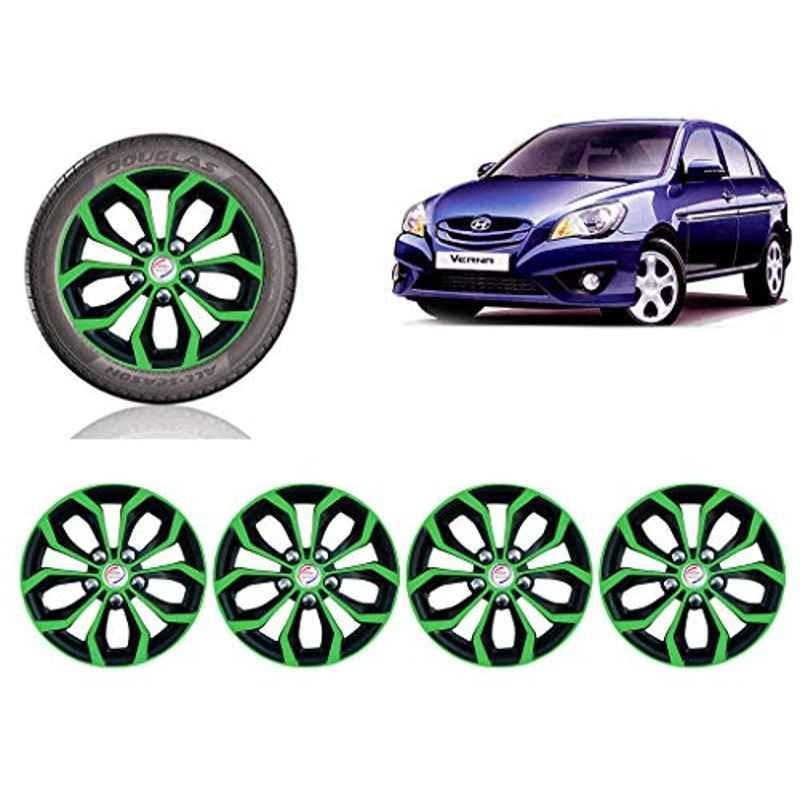 Auto Pearl 4 Pcs 14 inch ABS Green & Black Car Wheel Cover Set for Hyundai Verna
