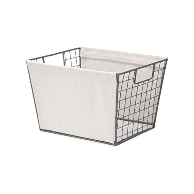 Whitmor 708434 Wire Tote Basket with Canvas Sides, Size: Small