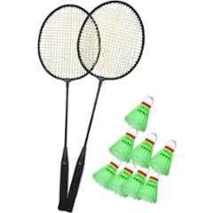 STYRKR Iron Black Badminton Racquet Kit with Shuttle 12 Badminton Kit