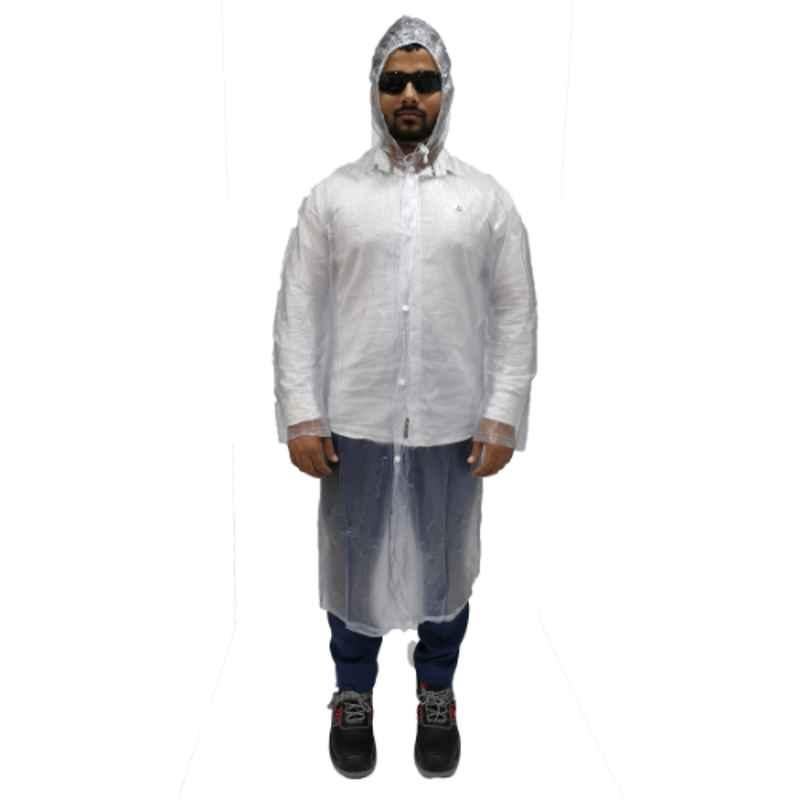 Workman PVC Clear Hooded Rain Coat, RS YM 04, Size: XL