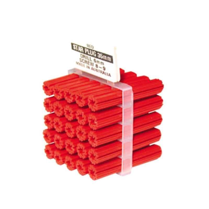 1 inch Plastic Red Wall Plug (Pack of 25)