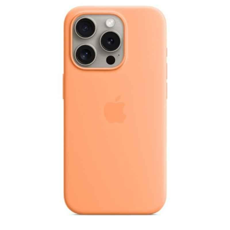 Apple iPhone 15 Pro Silicone Orange Sorbet Back Case with MagSafe, MT1H3ZM/A