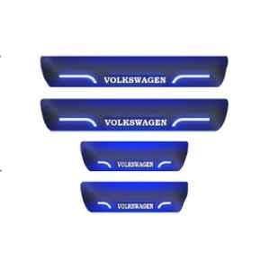 Car Accessories Hub 4 Pcs Acrylic Black Sill Scuff Plate Set with Blue LED for Volkswagen All Model